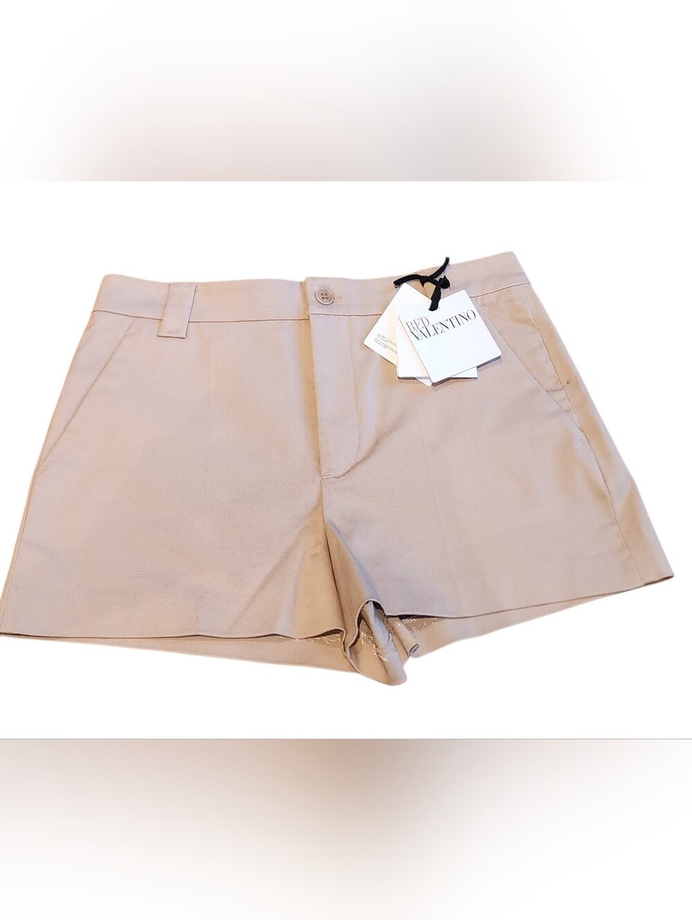 RED Valentino Beige Khaki Tailored Flat Front Mini Shorts Size Medium IT42